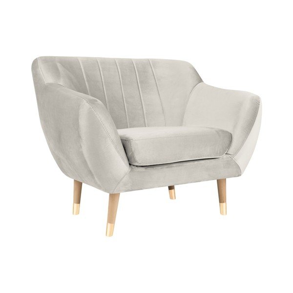 Krem žameten fotelj Mazzini Sofas Benito-image-2