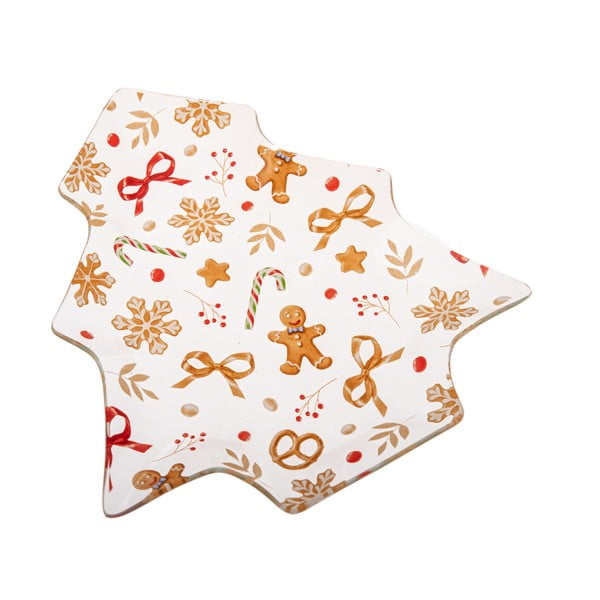 Bel servirni steklen krožnik z božičnim motivom Gingerbread – Dakls