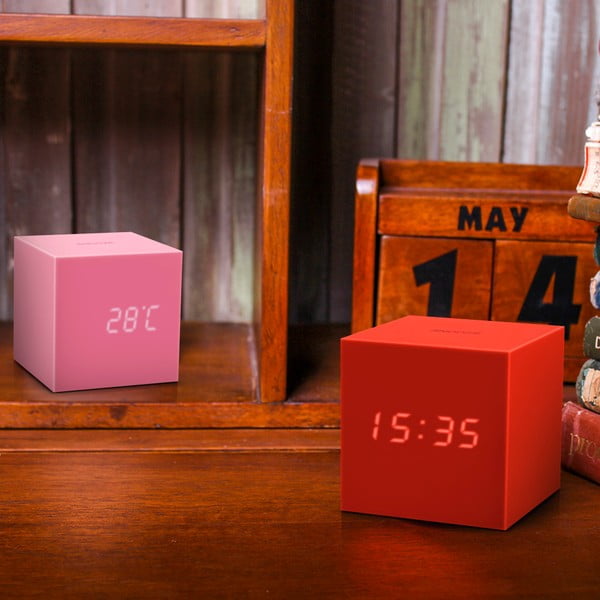 Rdeča LED budilka Gingko Gravity Cube-image-2