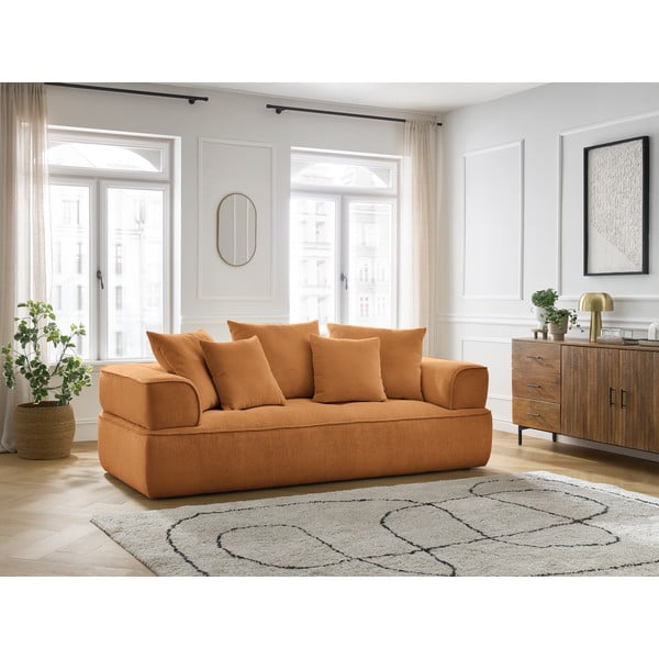 Gorčično rumena sedežna garnitura iz šenilje 237 cm Whesley – Bobochic Paris-image-1