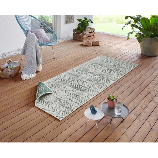 Zeleno-krem zunanja preproga NORTHRUGS Biri, 80 x 350 cm-image-1