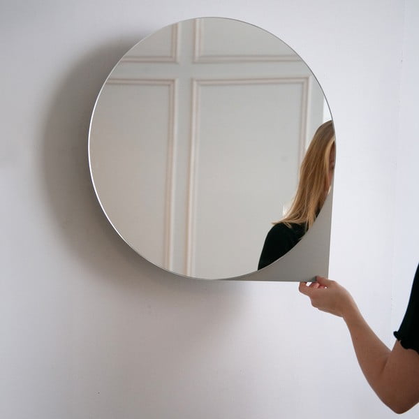 Sivorjava kovinska stenska/z ogledalom kopalniška omarica 55x55 cm Sonnet – Spinder Design-image-2