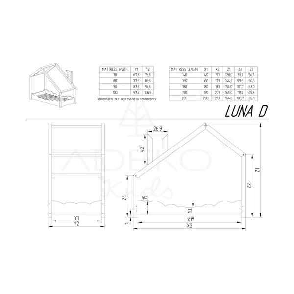 Otroška postelja oz borovega lesa Adeko Luna Drom, 90 x 200 cm-image-4