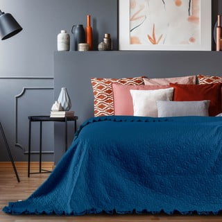 Modro pregrinjalo za posteljo AmeliaHome Tilia, 260 x 240 cm