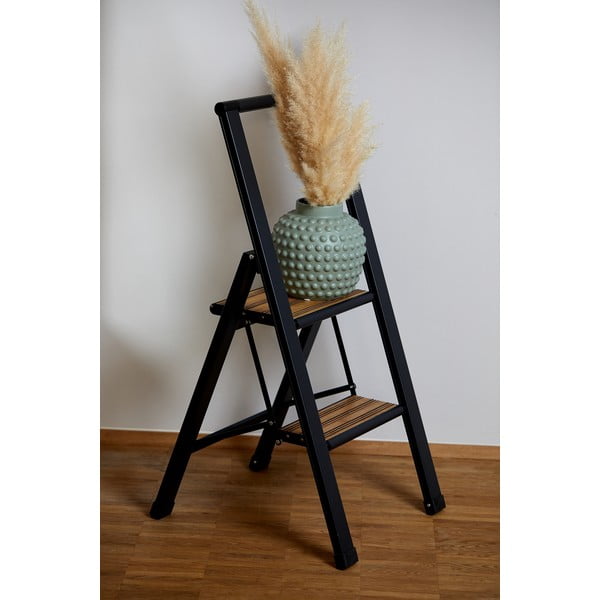 Črna aluminijasta nedrseča zložljiva lestev Wenko Stepladder II.-image-4