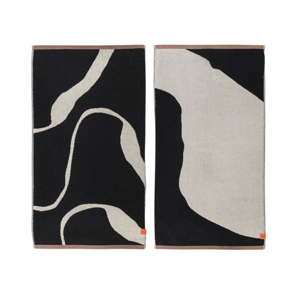 Črne/bele brisače iz organskega bombaža v kompletu 2 ks 50x90 cm Nova Arte – Mette Ditmer Denmark