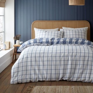 Modra enojna flanelna posteljnina 135x200 cm Gingham Check – Catherine Lansfield