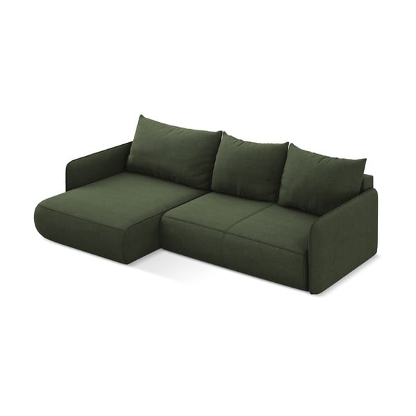 Zelena raztegljiva/s prostorom za shranjevanje kotna sedežna garnitura (levi kot) Nanea – Makamii-image-4