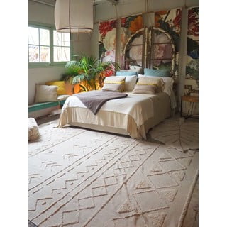Bela pralna ročno tkana bombažna preproga 200x300 cm Tribu Natural – Lorena Canals