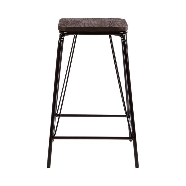 Črn/rjav stolček iz masivnega bresta District – Premier Housewares-image-2