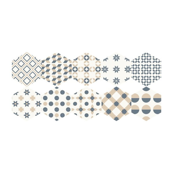 Komplet 10 talnih nalepk Ambiance Hexagons Gotzone, 20 x 18 cm