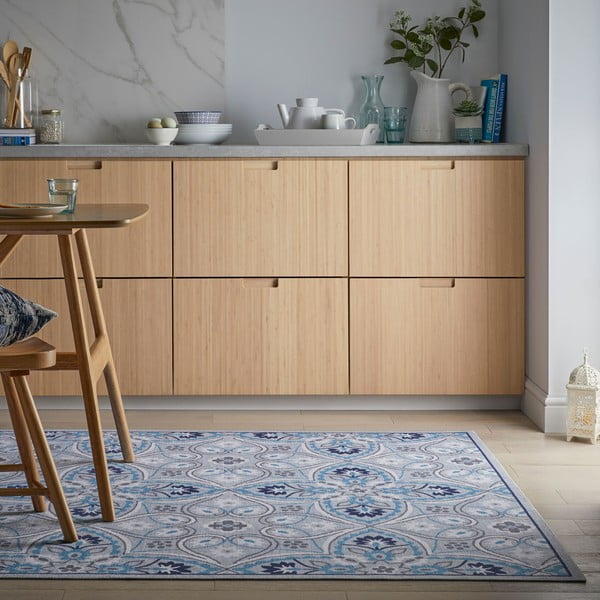 Modra pralna preproga 290x200 cm Ellen - Flair Rugs-image-1