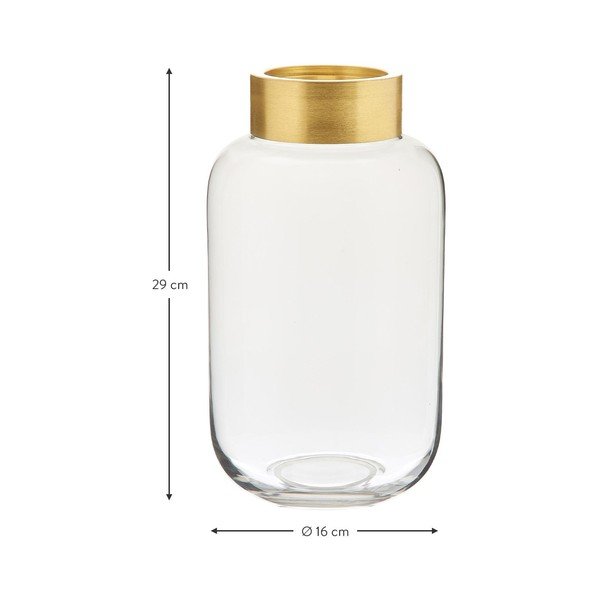 Steklena vaza s kovinskim elementom v zlati barvi Westwing Collection Lori, višina 29 cm-image-4