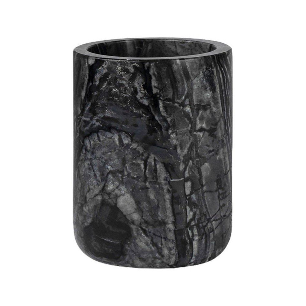 Črn marmorni lonček za zobne ščetke Marble