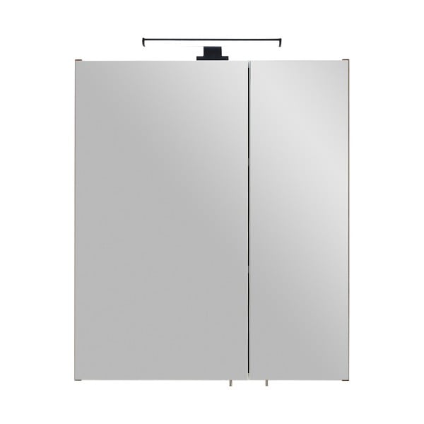 Rjava stenska kopalniška omarica z ogledalom 60x70 cm Set 374 - Pelipal