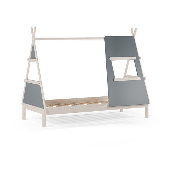 Prašno zelena otroška postelja iz masivnega bora v obliki hiške z letvenim dnom 90x200 cm Enola – Marckeric