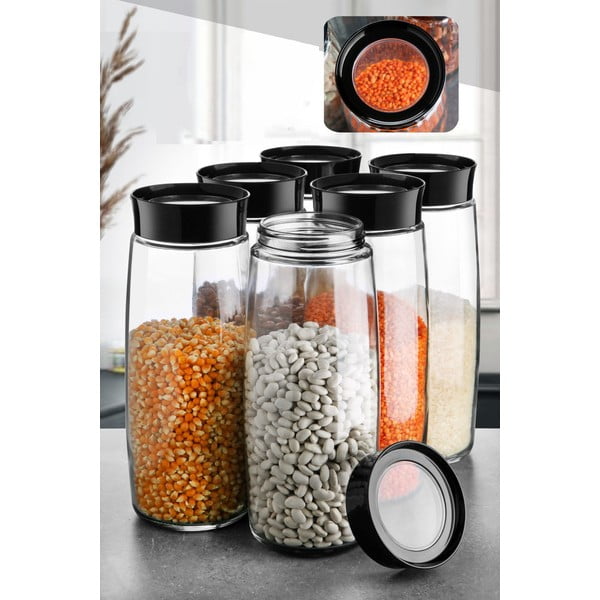 Steklene posode za shranjevanje v kompletu 6 ks živil – Hermia-image-1