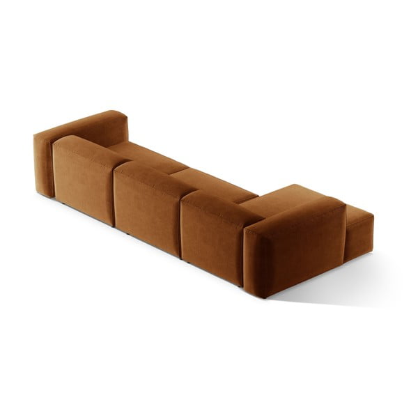 Opečnato oranžna kotna sedežna garnitura (levi kot/z ležalnikom) Bergamo – Cosmopolitan Design-image-4