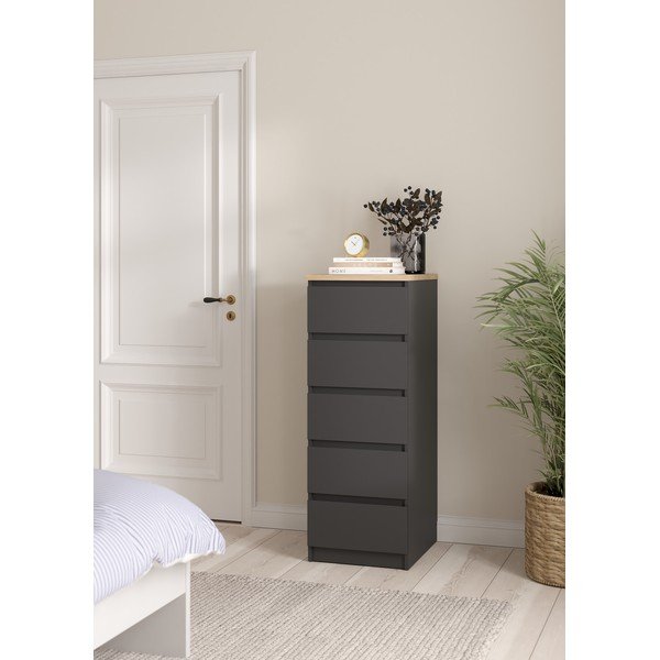 Temno siva komoda 40x111x50 cm Naia – Tvilum-image-1