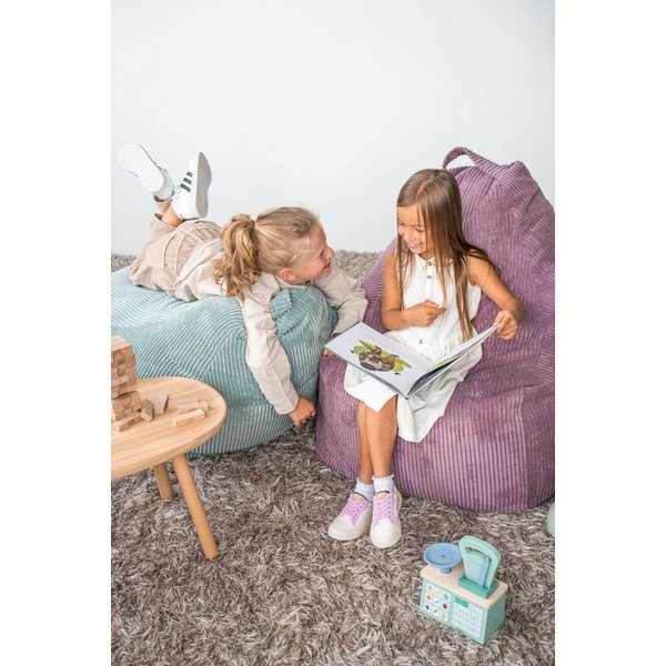 Svetlo siva otroška vreča za sedenje iz rebrastega žameta Game Amuse – SLOWDOWN-image-1