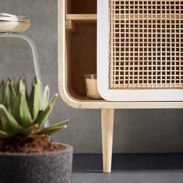 Bel kovinski stolček s sedežem iz mangovega lesa Kave Home Nax-image-4