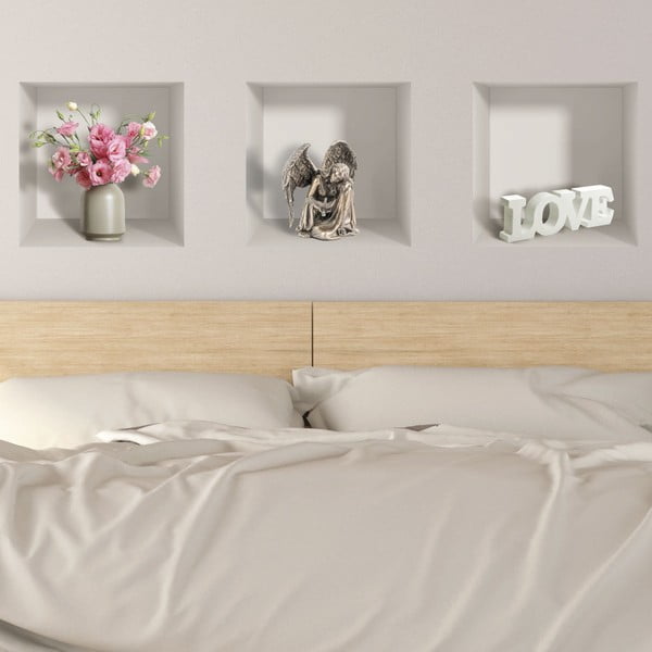 Komplet 3 3D stenskih nalepk Ambiance Symbols of Love-image-1