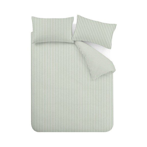 Zelena 3-delna posteljnina za zakonsko posteljo 200x200 cm Epping Textured Stripe – Catherine Lansfield