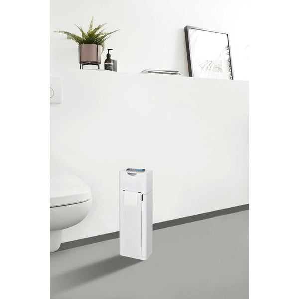 Belo plastično stojalo za WC papir z WC ščetko Imon – Wenko-image-1