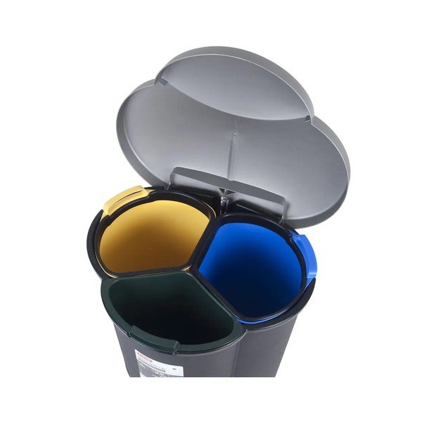 Plastični koš za ločevanje odpadkov s pedalom 17+17+6 l Trio - Curver-image-4