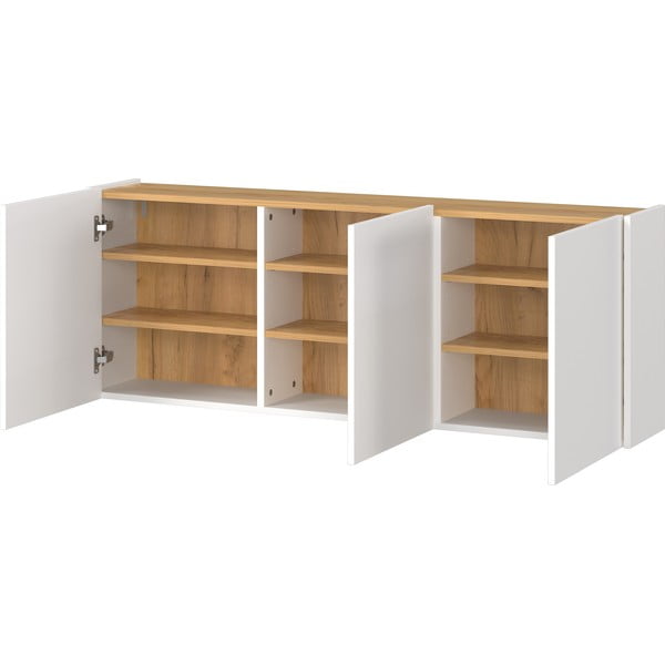 Bela stenska omarica v hrastovem dekorju 138x52x25 cm Libbiano – Germania-image-3