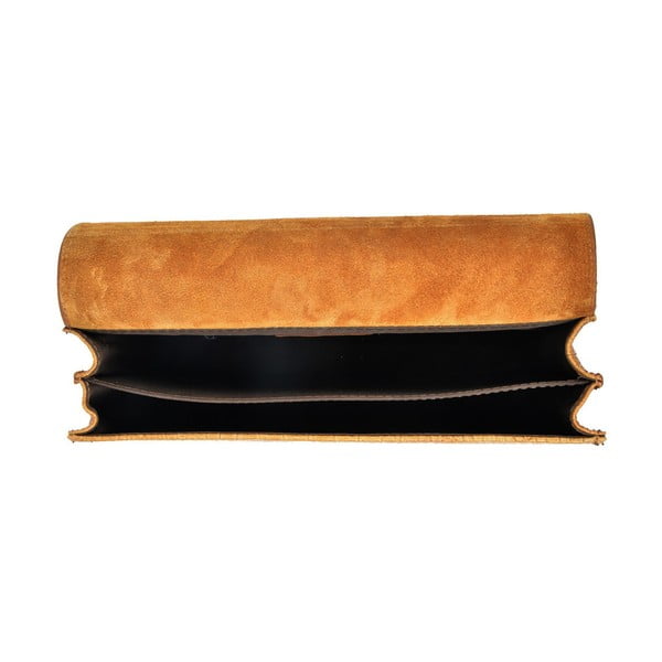 Konjakasto rjava usnjena torbica Carla Ferreri Chain-image-3