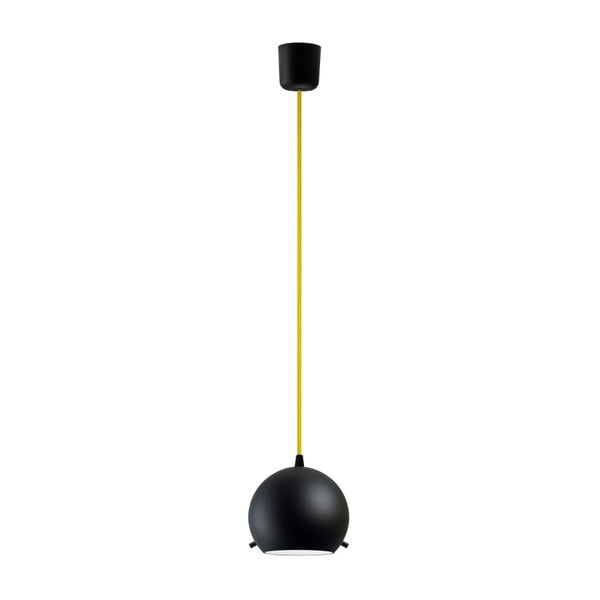 Črna matirana viseča svetilka z rumenim kablom Sotto Luce MYOO