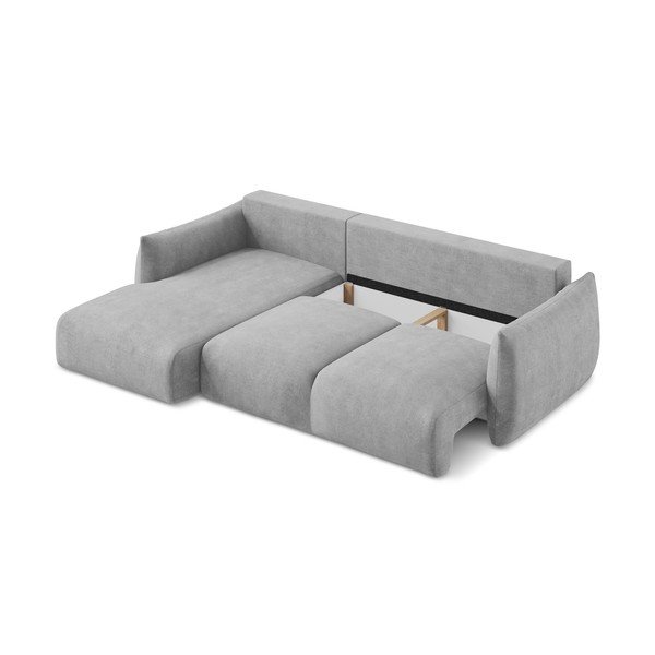 Svetlo siva raztegljiva kotna sedežna garnitura iz šenilje (levi kot/z ležalnikom) Leila – Makamii-image-4