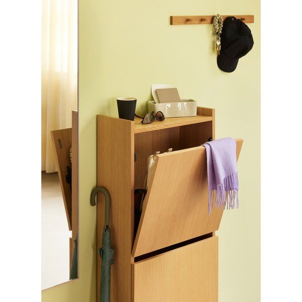 Preklopna omarica za čevlje v hrastovem dekorju v naravni barvi 50x110x24 cm Forma – Hübsch-image-2
