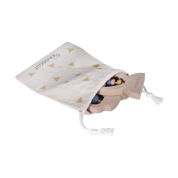 Komplet 2 lesenih grizalnikov z ropotuljico Kindsgut Ring-image-3