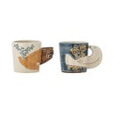 Modro-kremno bele lončene skodelice v kompletu za espresso 2 ks 55 ml Hezha – Bloomingville