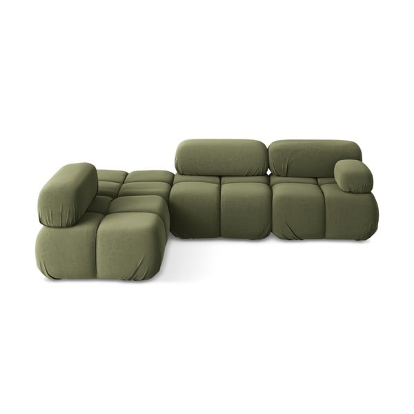 Svetlo zelena žametna kotna sedežna garnitura (levi kot) Lokua – Makamii