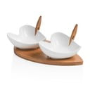 Komplet dveh servirnih skled s pladnjem iz bambusa in dvema nabodaloma Brandani Coeur Blanc