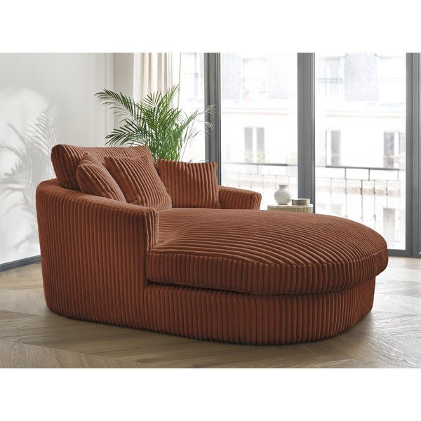 Oranžen fotelj iz rebrastega žameta Belem – Bobochic Paris-image-1