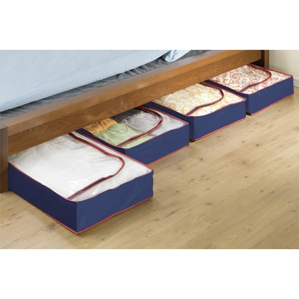 Plastične škatle za pod posteljo v kompletu 4 ks 100x45x15 cm Deep Blue – Maximex-image-1