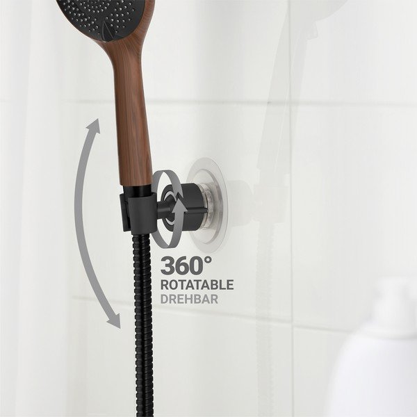 Črno plastično držalo za glavo za prhanje z namestitvijo brez vrtanja Libertà – Wenko-image-2