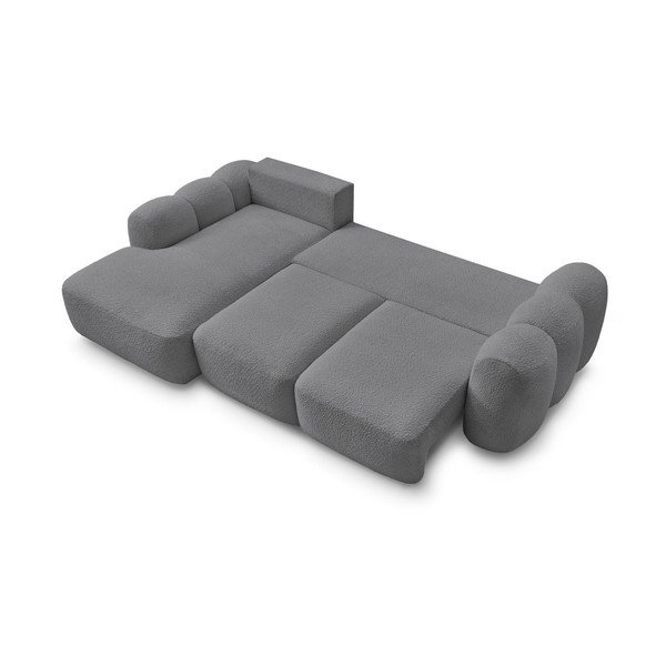 Siva raztegljiva/s prostorom za shranjevanje kotna sedežna garnitura iz tkanine bouclé (levi kot/z ležalnikom) Montaigne – Bobochic Paris-image-3