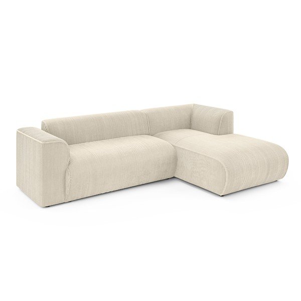 Bež kotna sedežna garnitura iz rebrastega žameta (desni kot/z ležalnikom) Merid  – Ropez-image-2