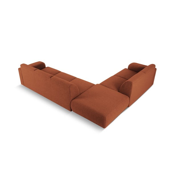 Rjava kotna sedežna garnitura iz tkanine bouclé (levi kot) Molino – Micadoni Home-image-3