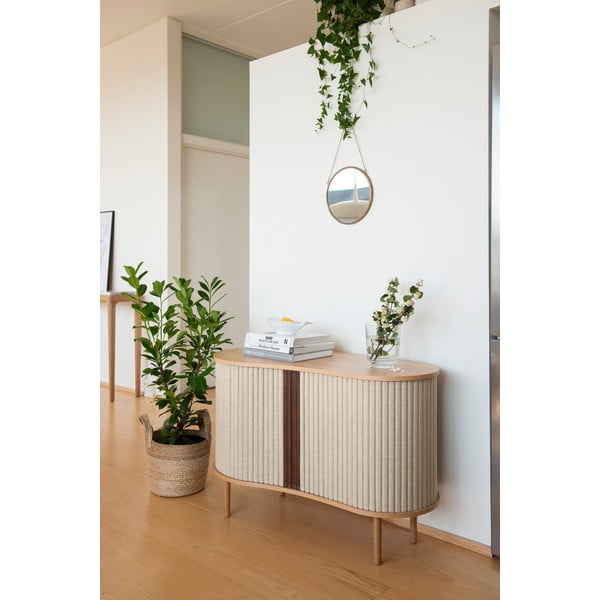 Bež/naravna nizka komoda v hrastovem dekorju z drsnimi vrati 100x67 cm Audacious – UMAGE-image-1