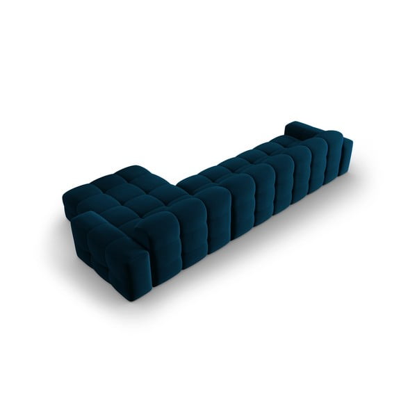 Temno modra žametna kotna zofa (desni kot) Kendal - Micadoni Home-image-4