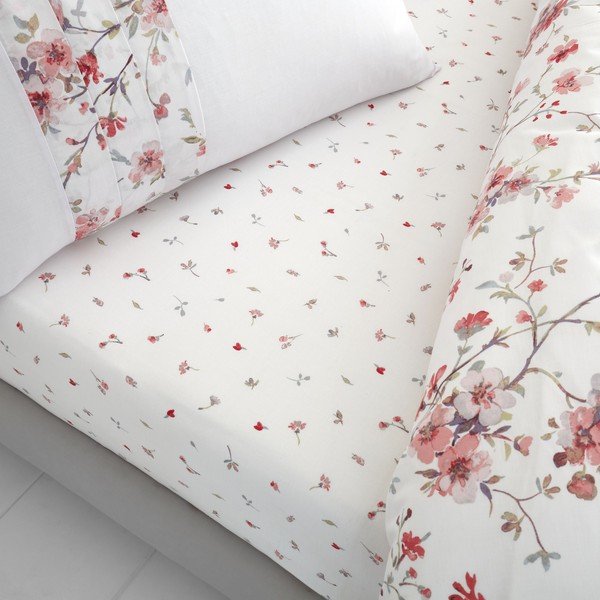 Bela in rdeča posteljnina Catherine Lansfield Jasmine Floral, 90 x 190 cm-image-1