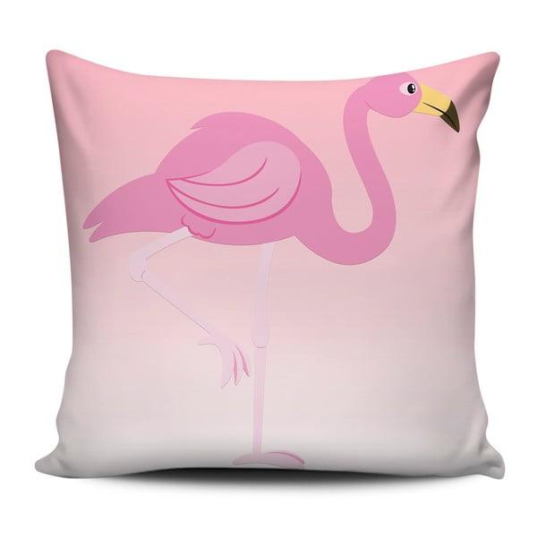 Roza in bela blazina Home de Bleu Pink Flamingo, 43 x 43 cm