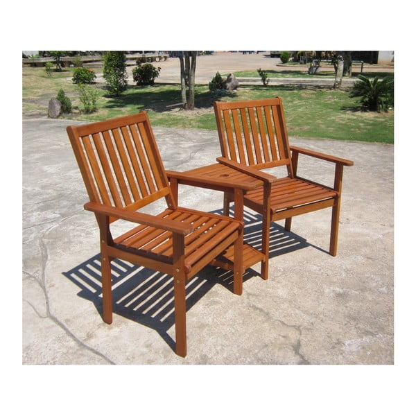 Vrtni dvojni fotelj iz evkaliptusovega lesa Garden Pleasure Edison-image-1