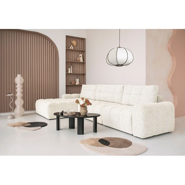 Kremno bela raztegljiva kotna sedežna garnitura s prostorom za shranjevanje (levi kot) Lulu – Miuform-image-1
